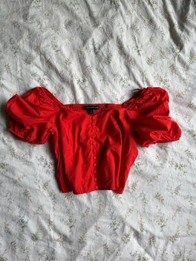 100% cotton Puff sleeve orange top from banana republic size XS